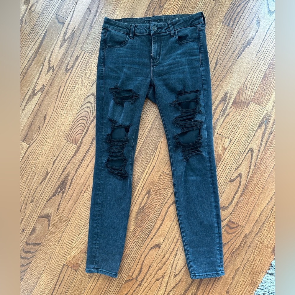 American Eagle “Forever Soft” Black Distressed Je… - image 1